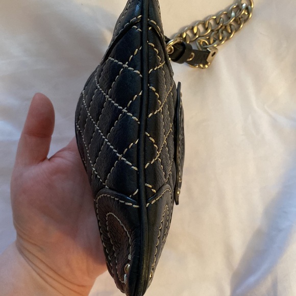 Y2K Juicy Couture Wristlet Black Leather Quilted - Picture 6 of 14